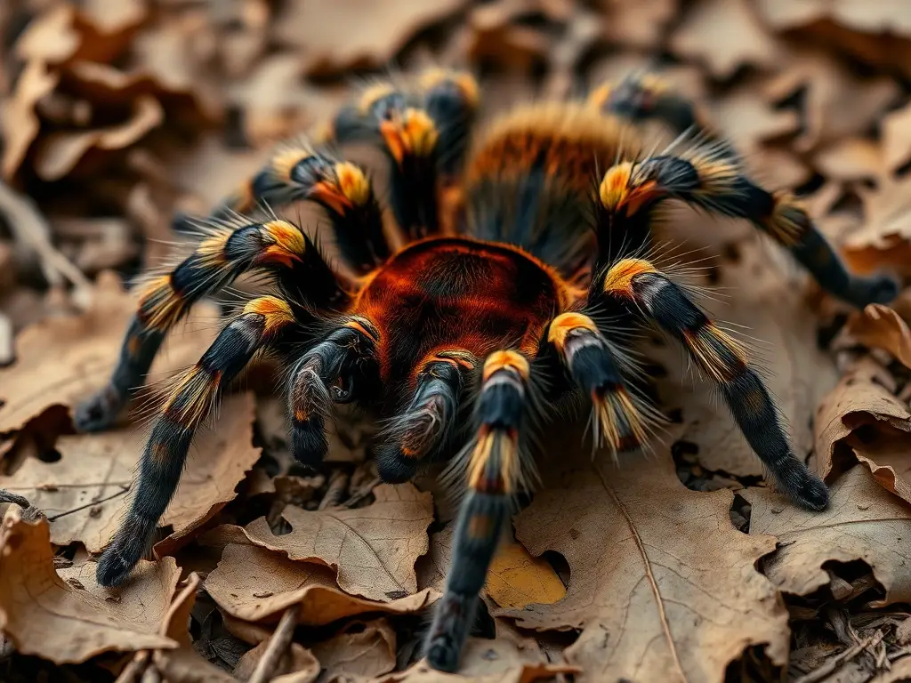 Imagen realística de pulga tarántula Hysterocrates gigas con foco nítido y naturaleza