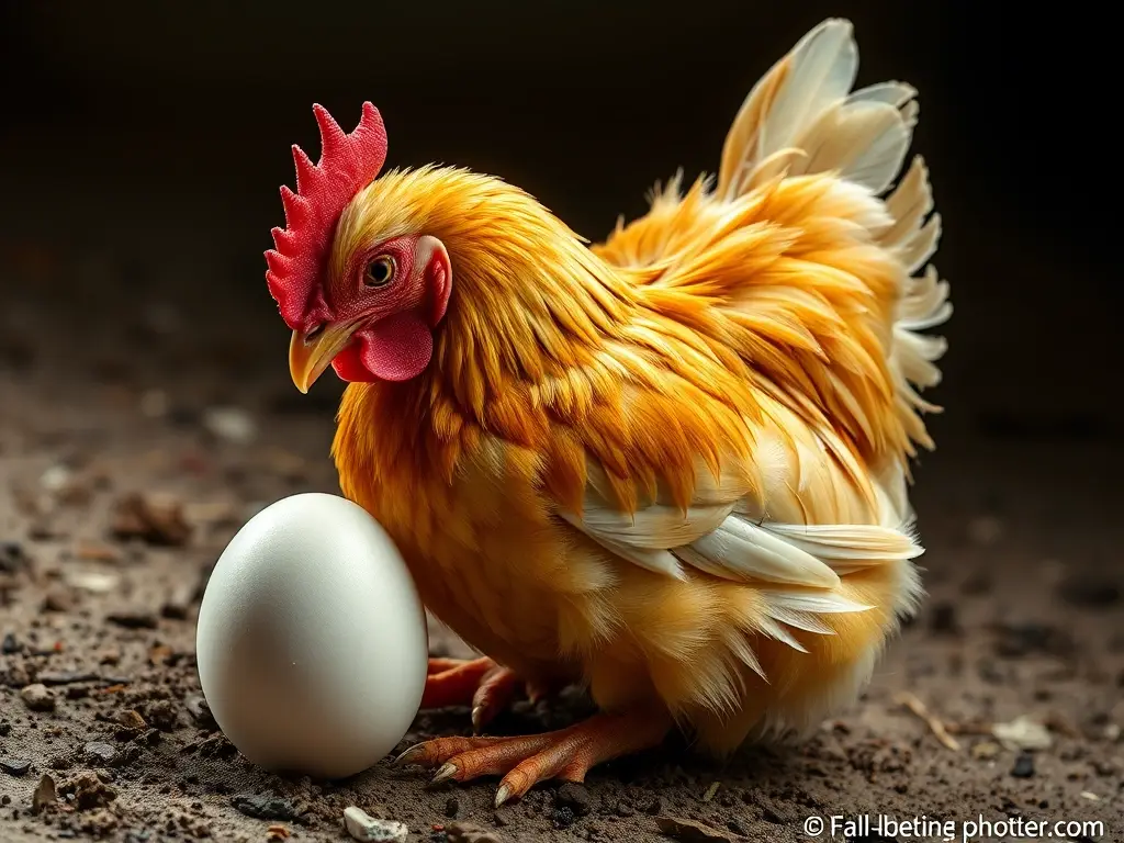 Photorealistic image of an Australorp hen laying an egg