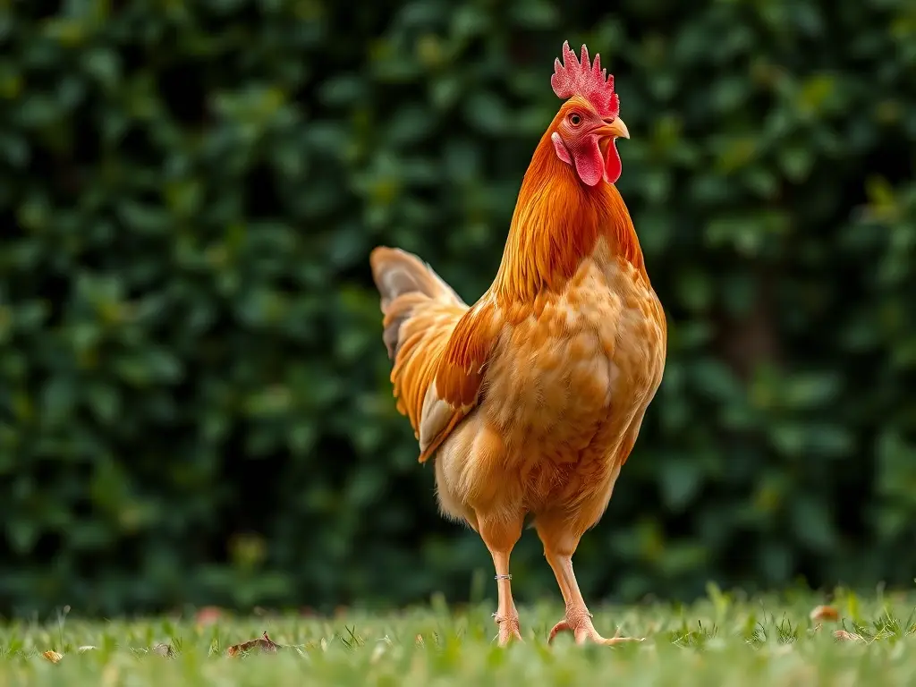 Foto realista de una gallina australopora brillante y con plumaje completo