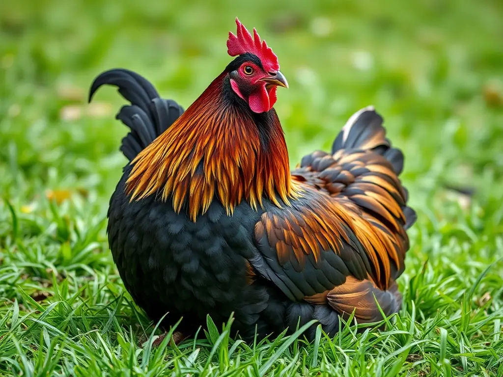 Foto realista de una gallina Australorp orgullosa y con plumas detalladas