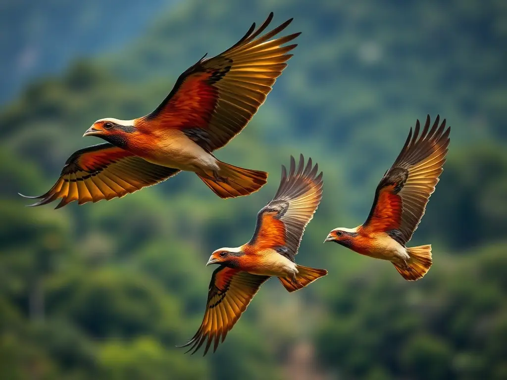 Fotografía realista de aves carroneras en un entorno natural