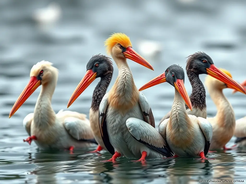 Imagen de portada, realista, con aves de agua elegantes