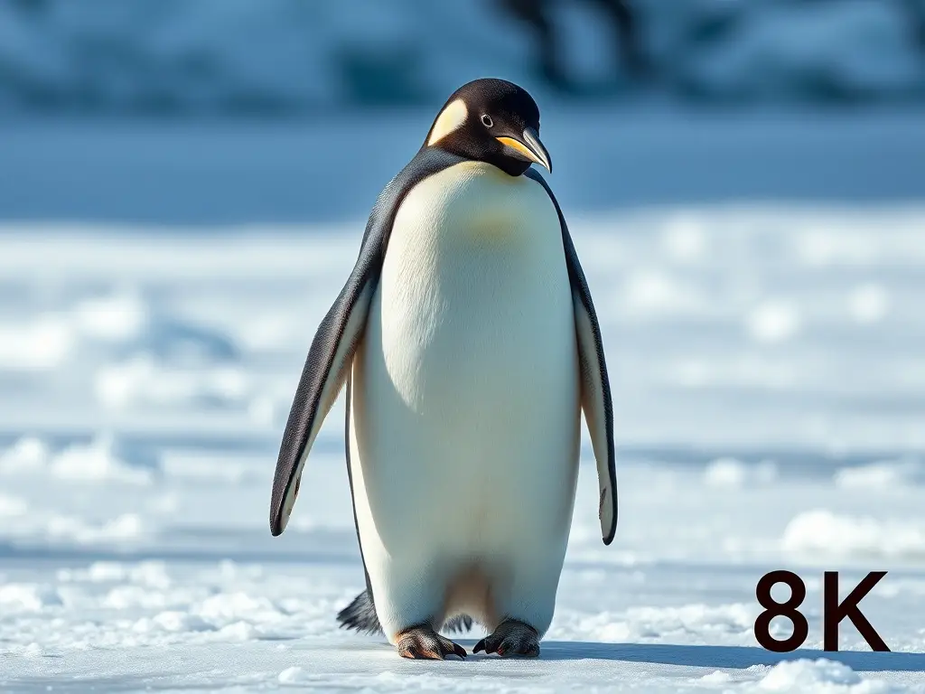Imágenes realistas de un emperador penguin en blanco y negro