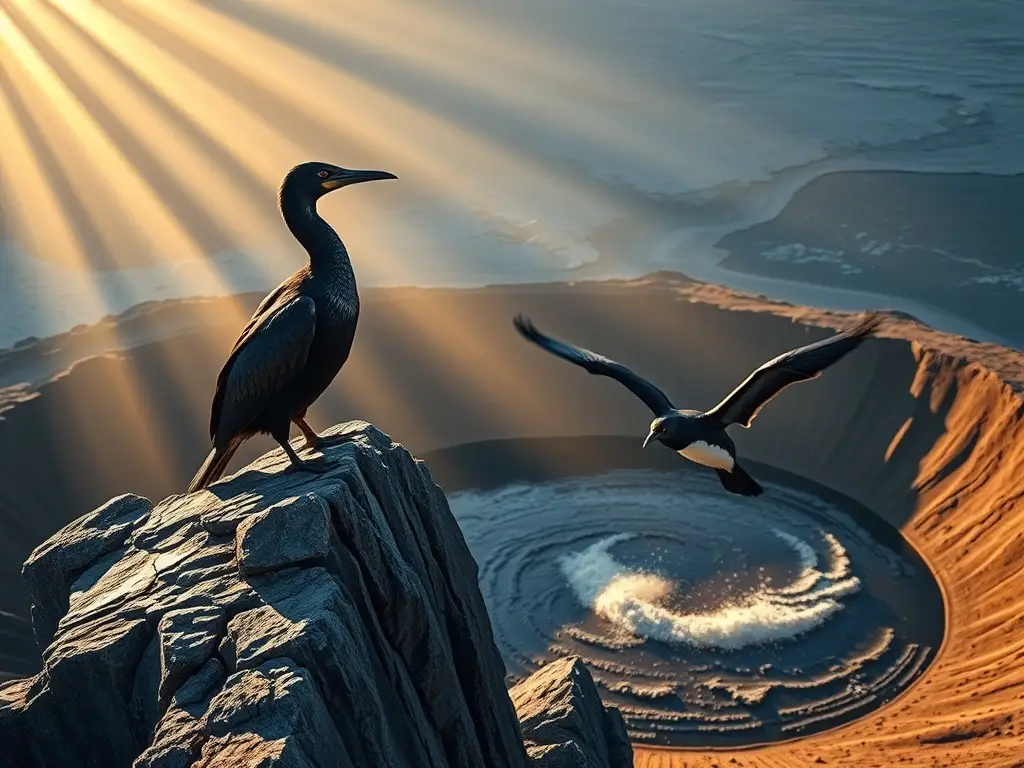 Dos cormoranes se adaptan al paisaje antártico surrealista