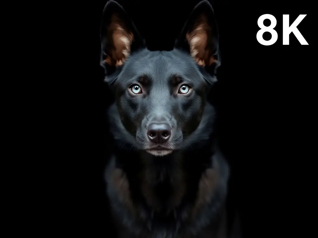 Una imagen realista de un perro Azawakh, negro, con ojos azules penetrantes