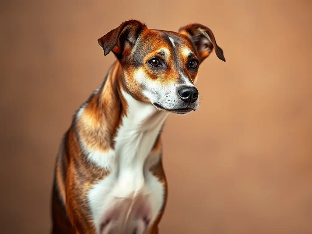 Foto real a color de Azawakh adulto dignified con fondo neutral