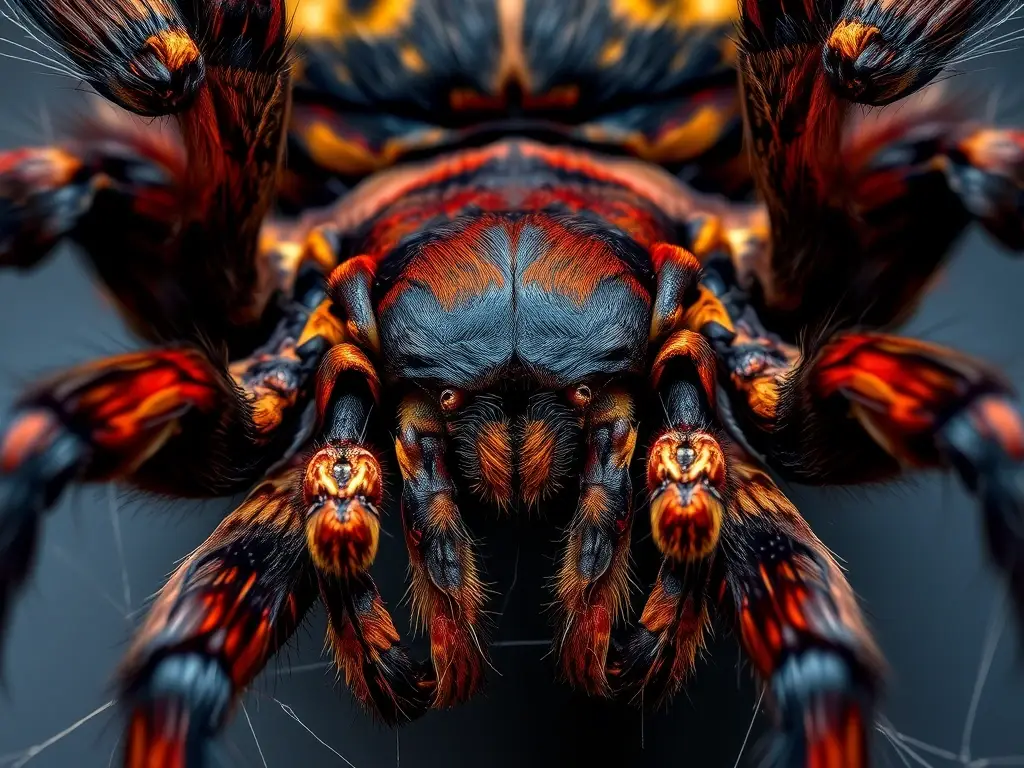 Fotografía realista y detallada del tarántula venenosa Badumna insignis