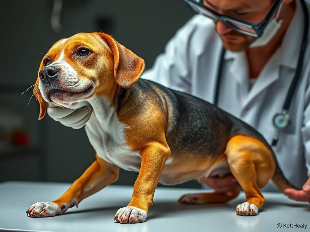 Veterinaria retrato preciso de Beagle con balanopostitis