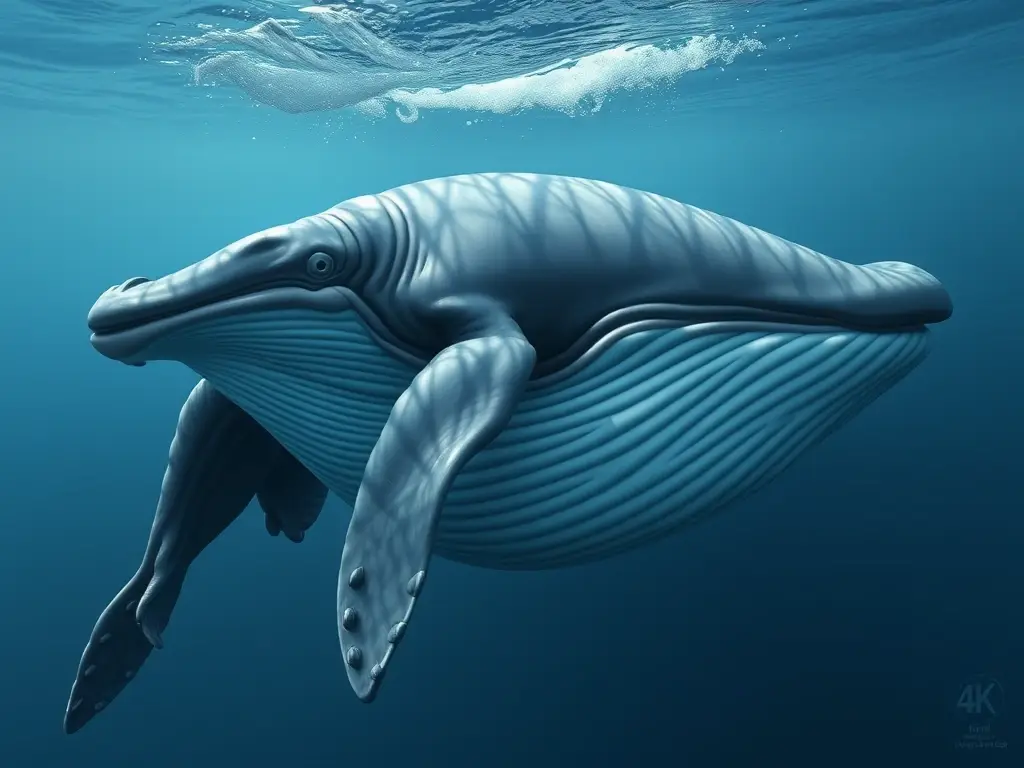 Fotografía realista de una ballena joroba gestante