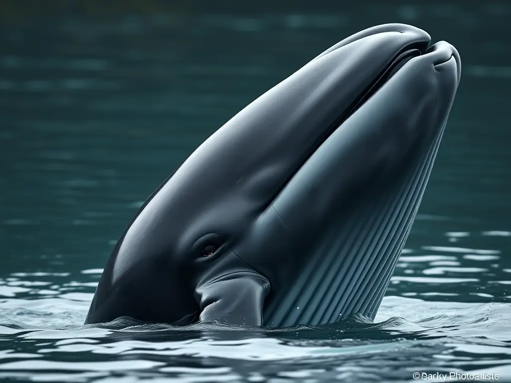 Foto realista de un ballena azul 8K