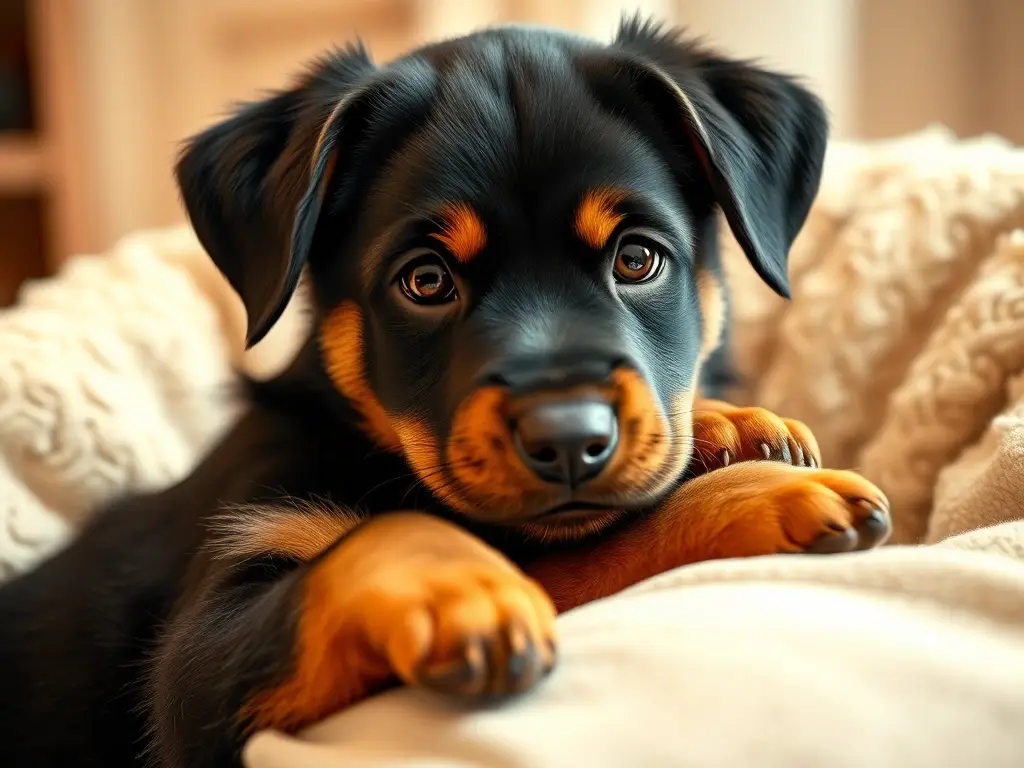 Una imagen de un cachorro Rottweiler de aspecto real y en 8K