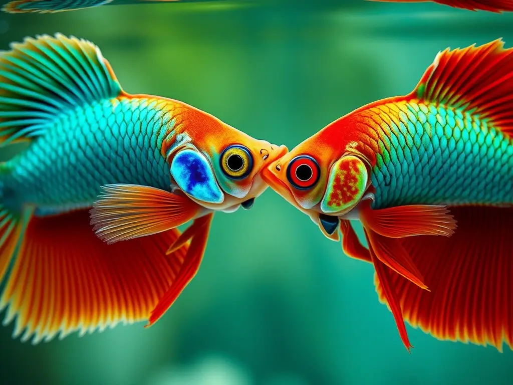 Betta macho y hembra, ovipositor visible
