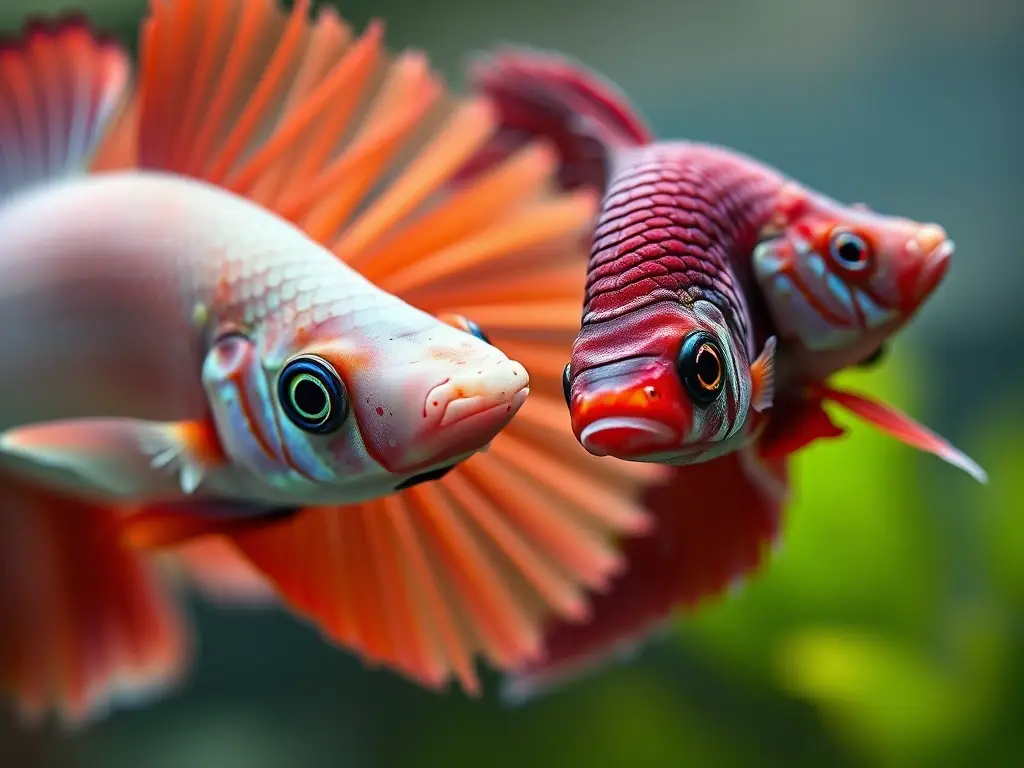 Foto de betta macho y hembra con detalles realistas
