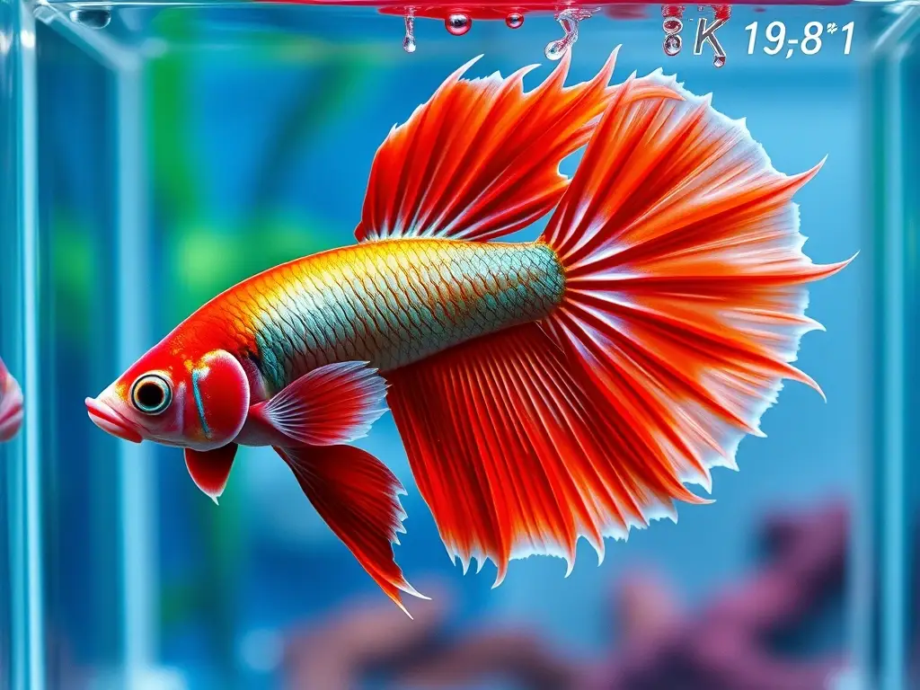 Fotorealista de pez betta con cuajo y colores vibrantes