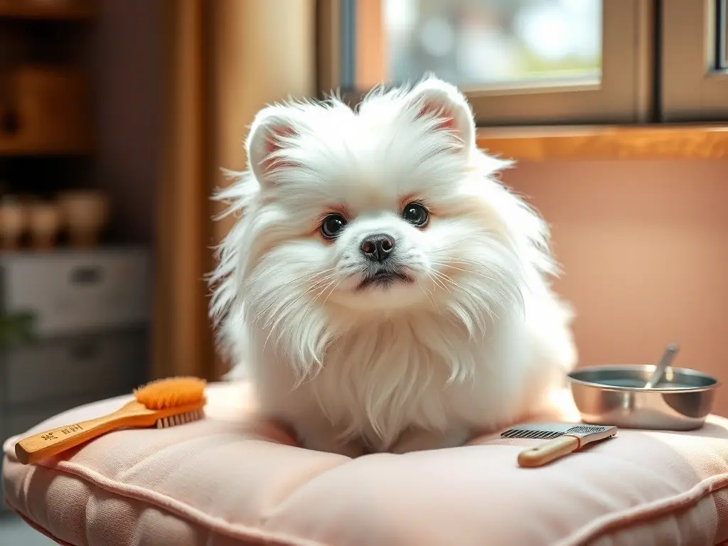 Retrato fotorrealista de Bichón blanco esponjoso