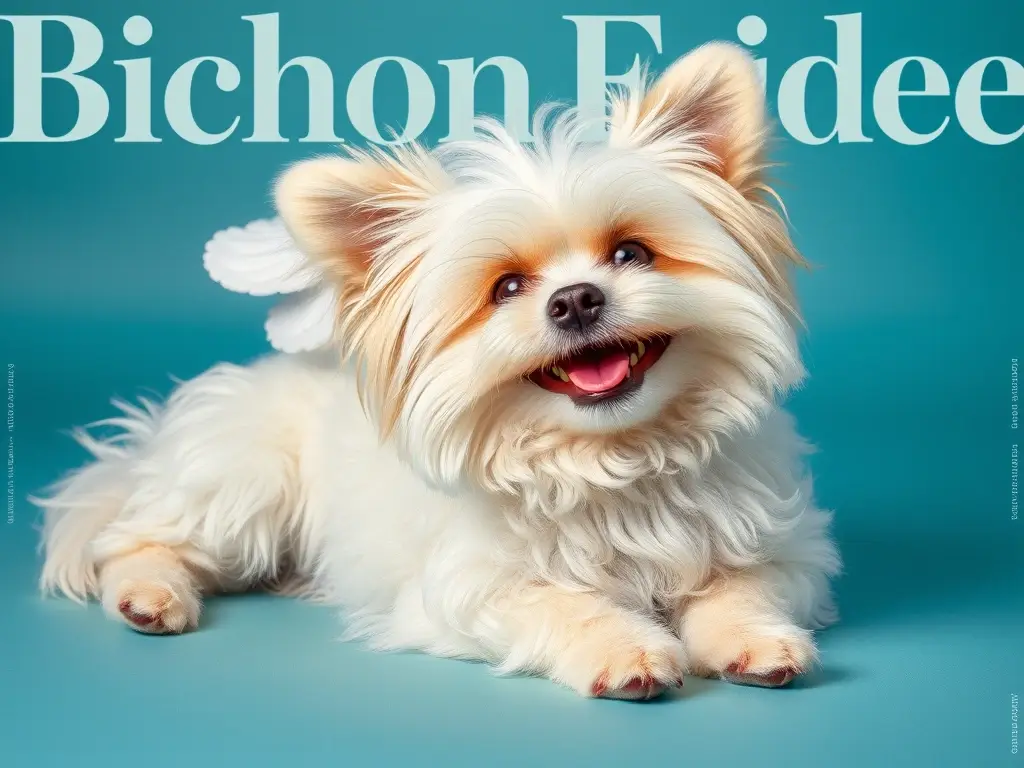 Foto realista de Bichon Frisé feliz, elegante y suave