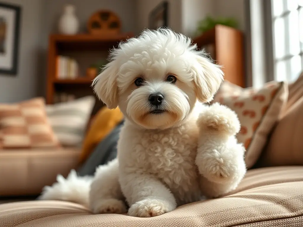 Foto realista de un Bichón Maltés relajado, 8K