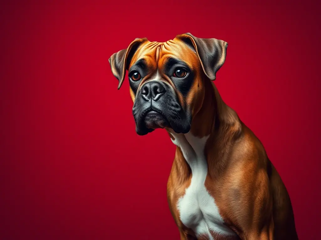 Fotografía realista de un boxer inglés elegante y poderoso