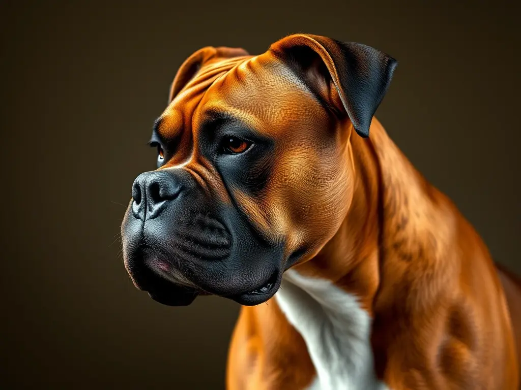 Fotorealistic retrato de un boxer musculoso, sin texto ni logos