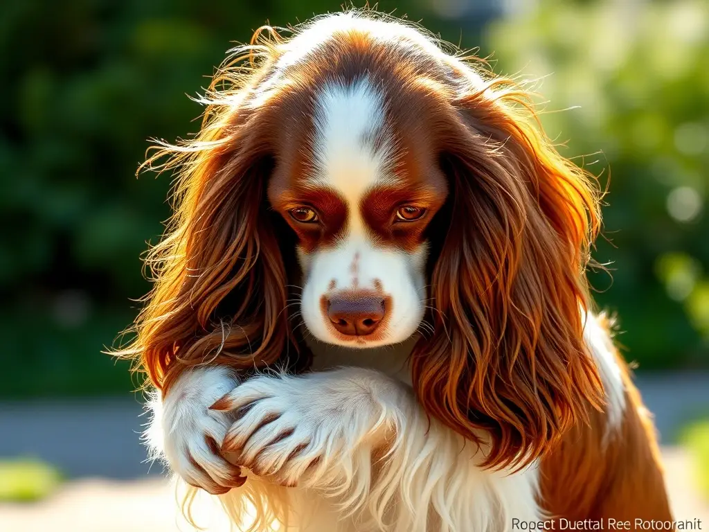 Foto realista de spaniel con pelo largo y suave