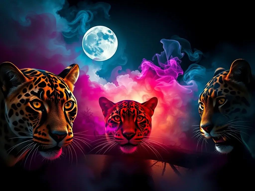 Una obra de arte surrealista que mezcla animales transformándose