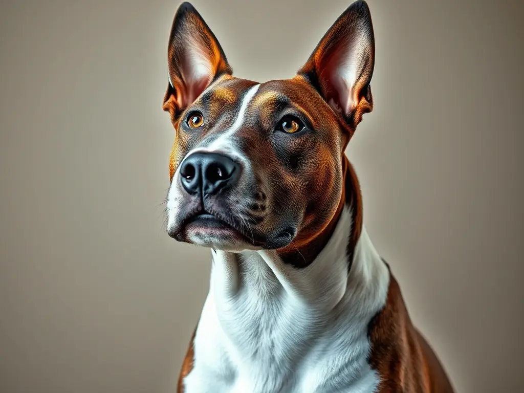 Fotografía detallada y natural de un Bull Terrier, sin efectos