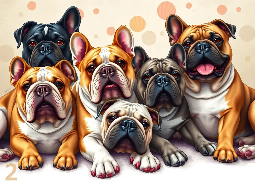 Ilustración realista de Bullenbeisser y Bulldog Español en movimiento