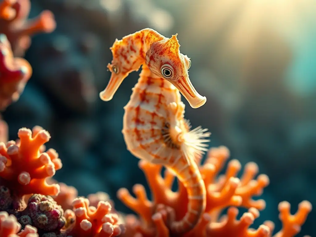 Fotografía realista de un pequeño wohnbeobachter encima de coral