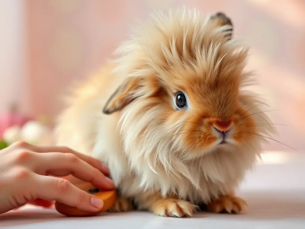 Conejo Lionhead bebé cepillado, fotorrealista