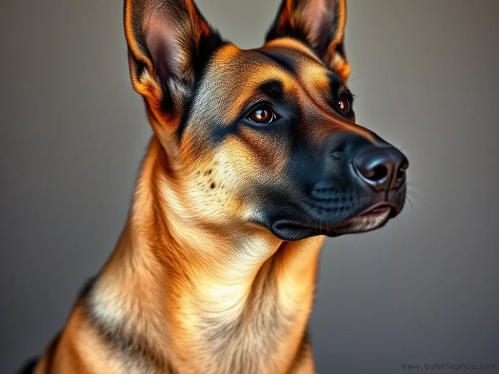 Fotografía realista de un Malinois sano y fuerte