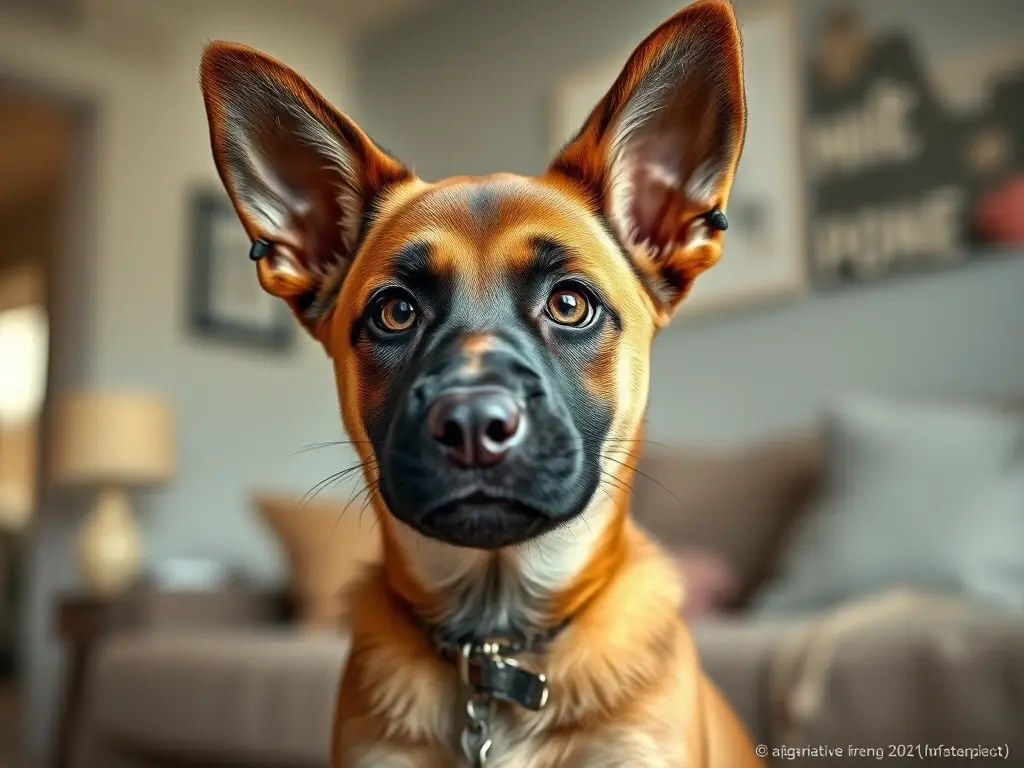 Fotografía realista de un cachorro de Malinois orgulloso