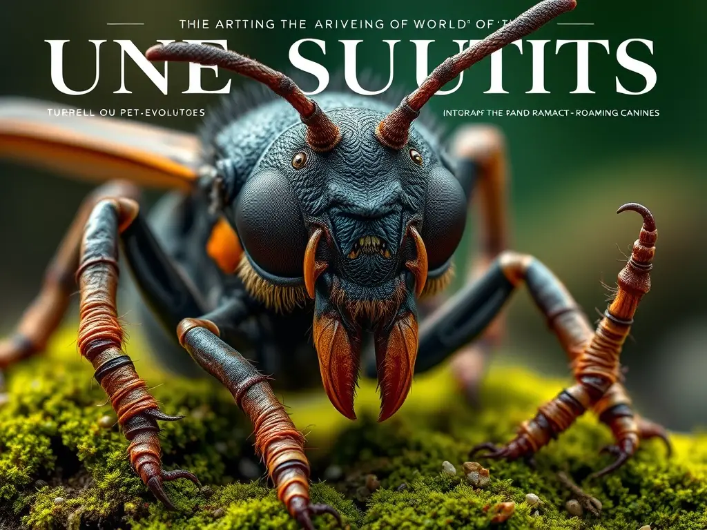 Ilustración artística de insectos con evolución lingüística en 80+ razas exóticas