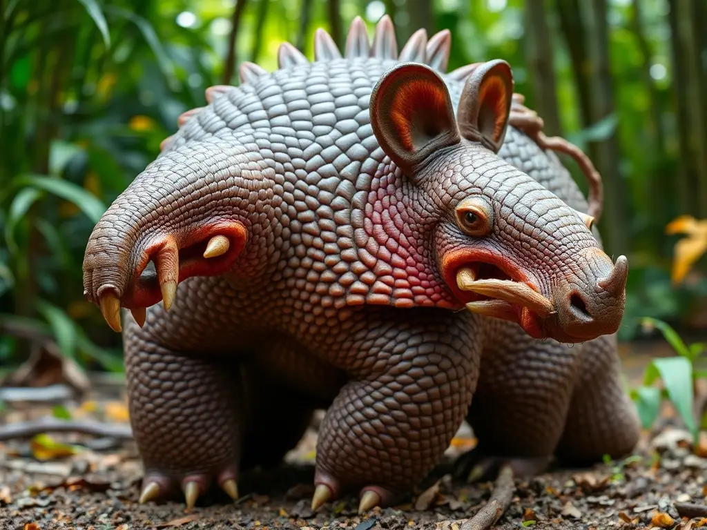 Fotografía realística y detallada de un armadillo gigante sudamericano