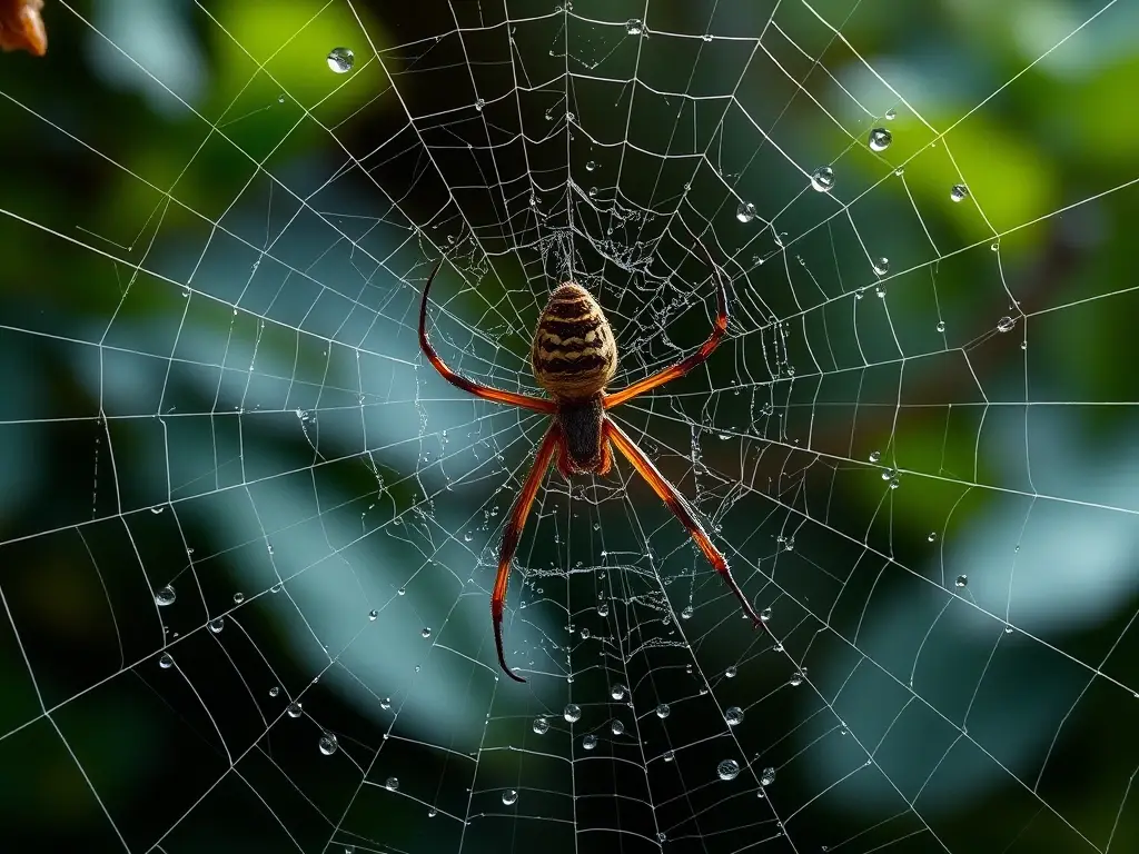 Imagen realística de una red de araña