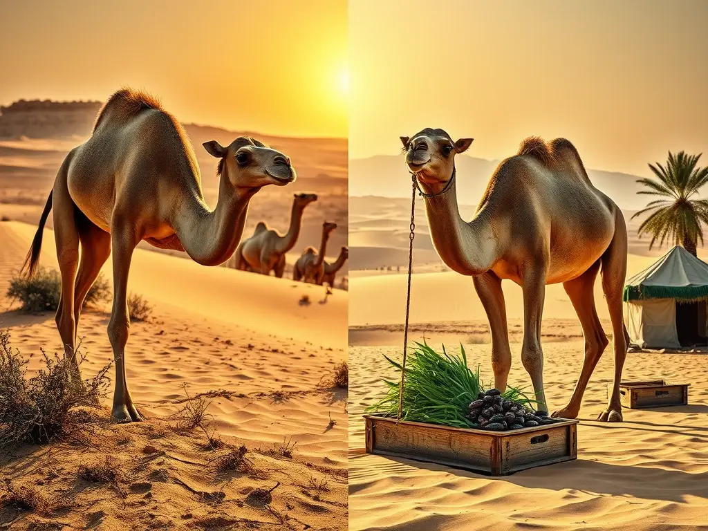 Camellos silvestres y domésticos, dietas opuestas