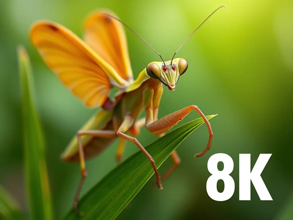 Imagen realista de mantis religiosa con alas desplegadas