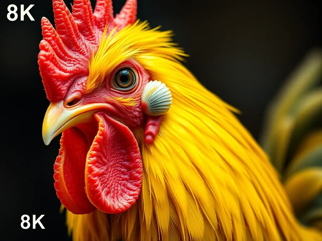 Fotografía realística de un gallo canario a gran detalle