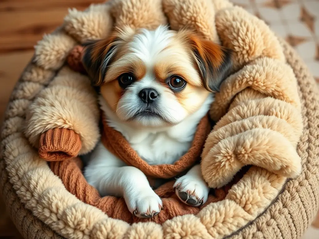 Foto realista de un Shih Tzu descansando con detalle