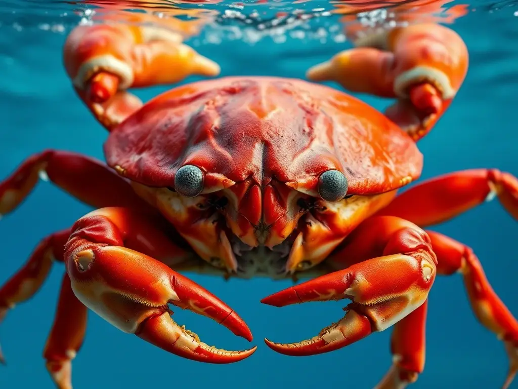 Fotografía realista de cangrejo rojo