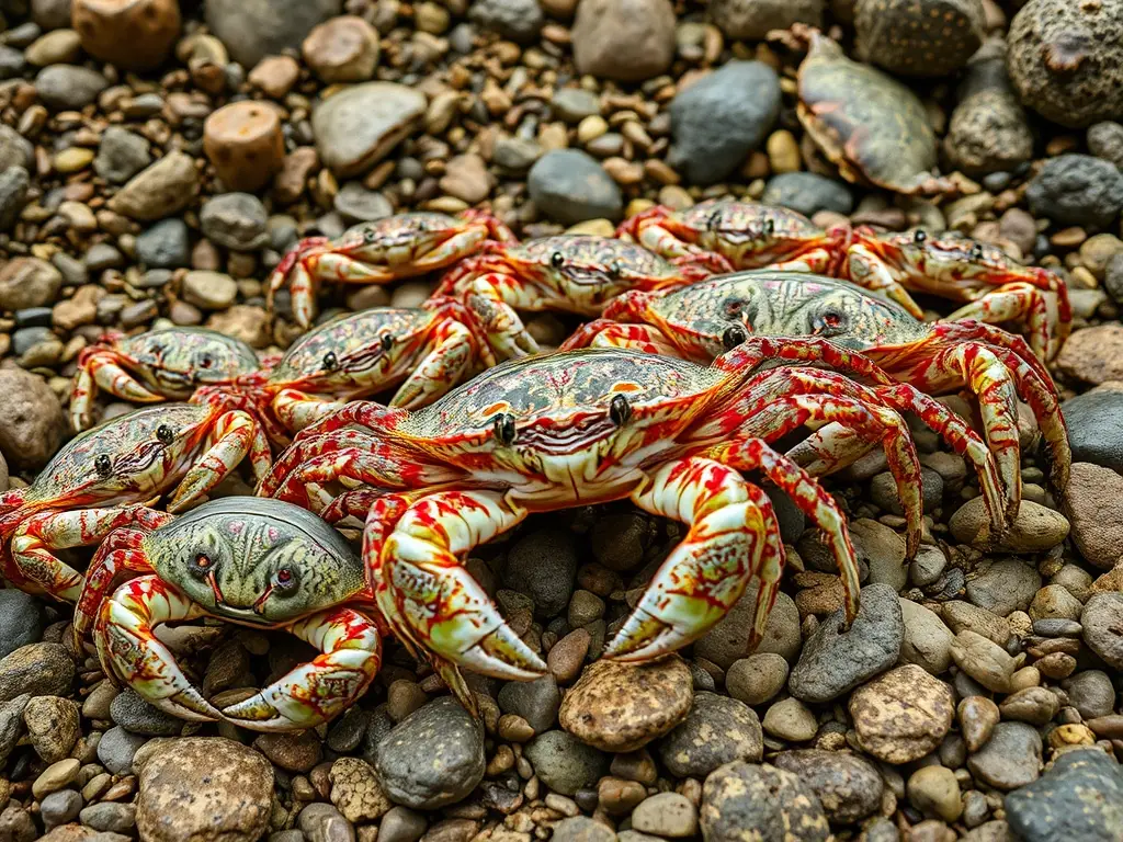 Fotorealista de cangrejos diversa en rocas con mayor precisión
