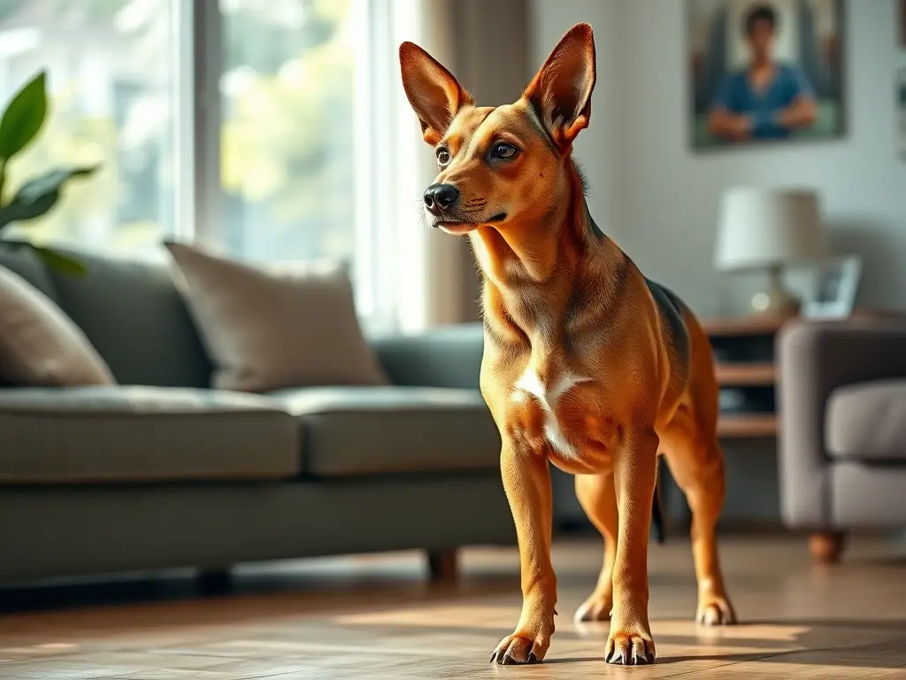 Fotografía realista del Caniche Medio elegante en un salón
