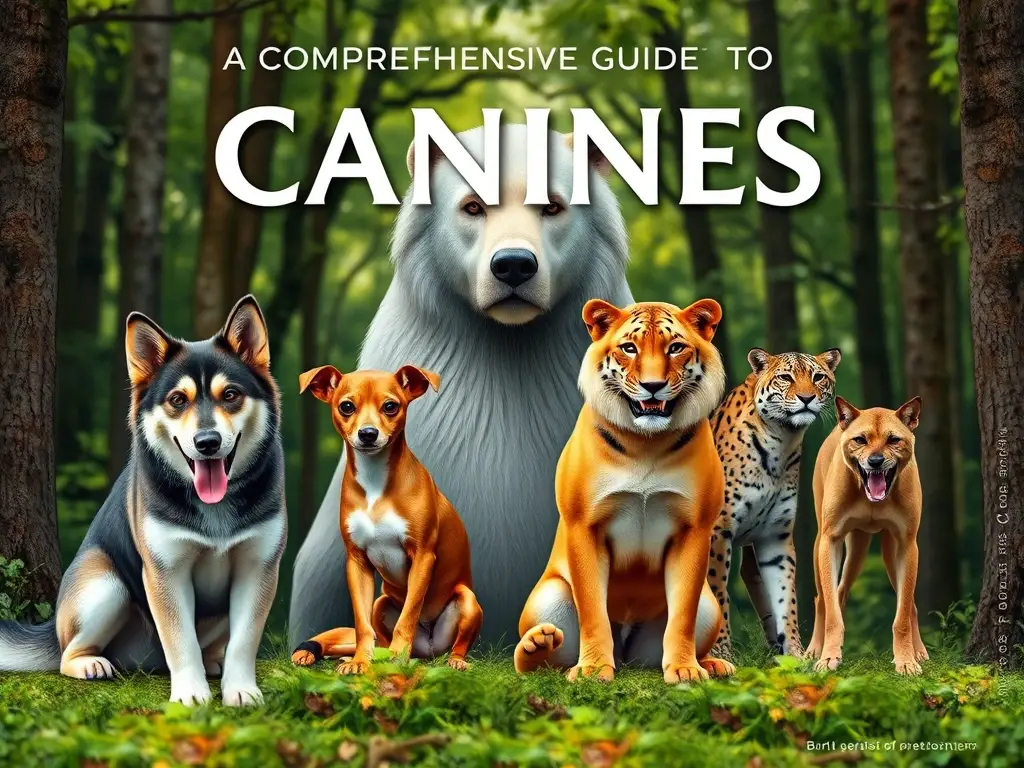 Una fotorealista de 8K muestra una guía de razas caninas en un entorno natural