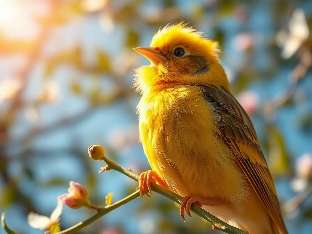 Canario dorado cantando