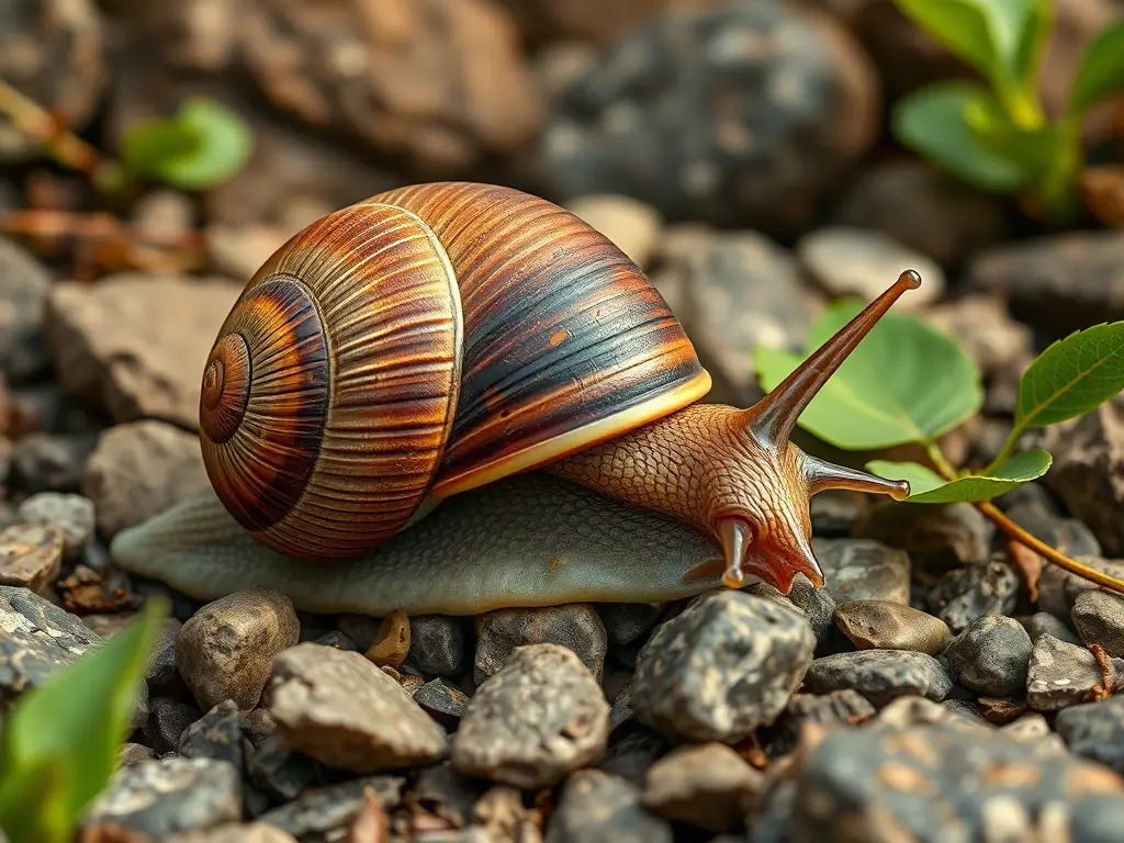 Foto realística de Helix aspersa en un paisaje natural