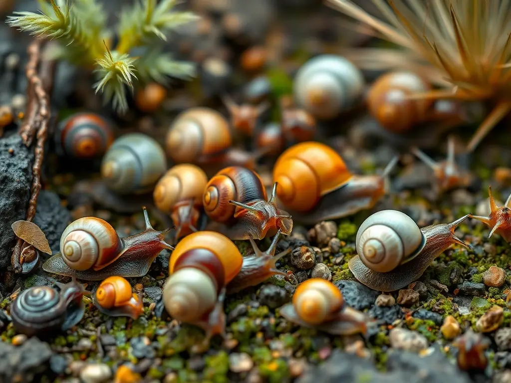 Un retrato realista de caracol que enaltece su diversidad en hábitats