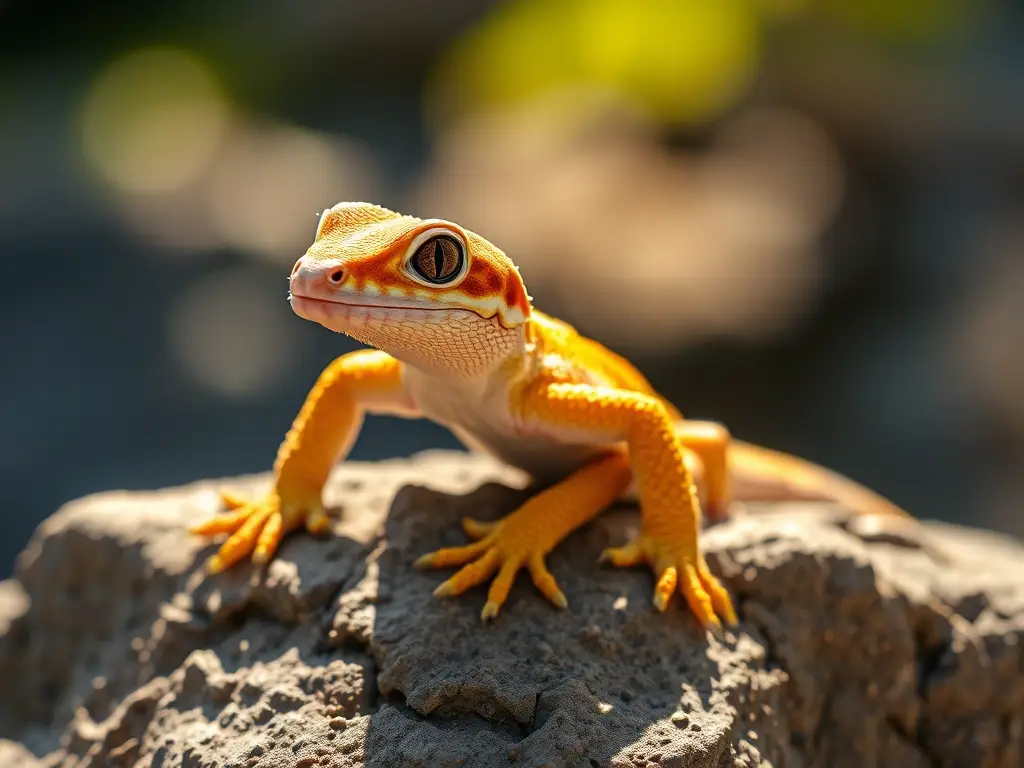 Foto realista de un gecko leopardo en reposo bajo la luz