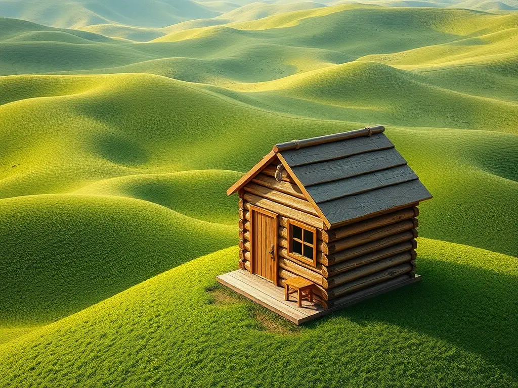 Foto realista de una casita de madera para perros con detalles exquisitos en un paisaje verde