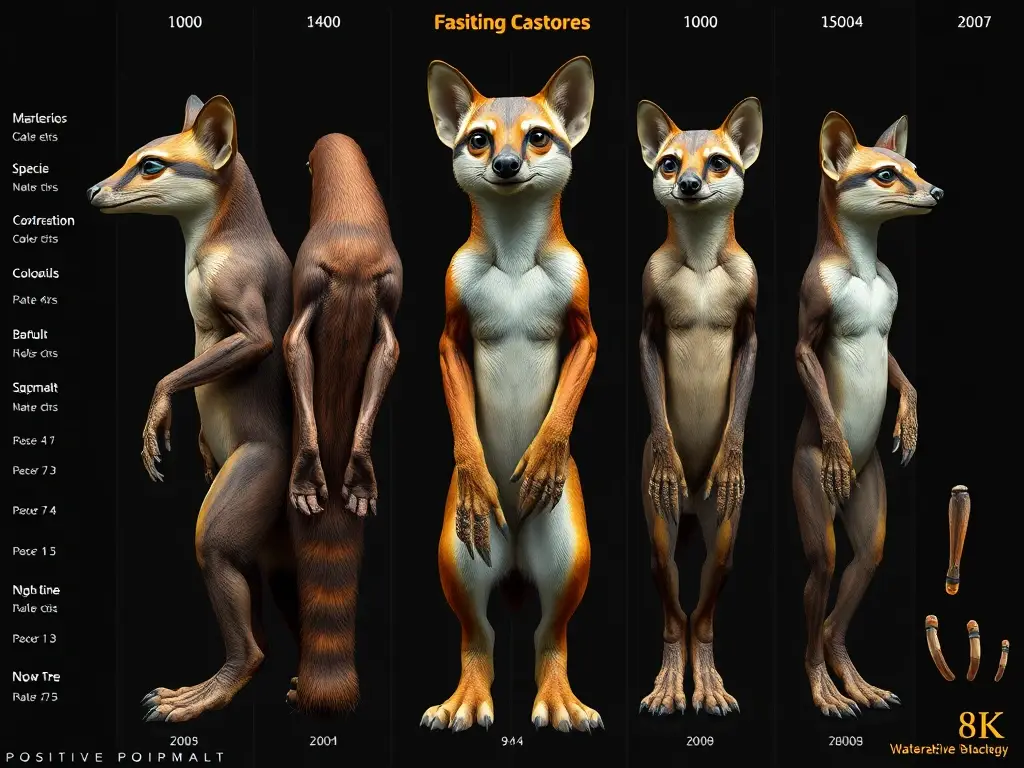 Un retrato renderizado en 8K de castores con variaciones y patrones naturales