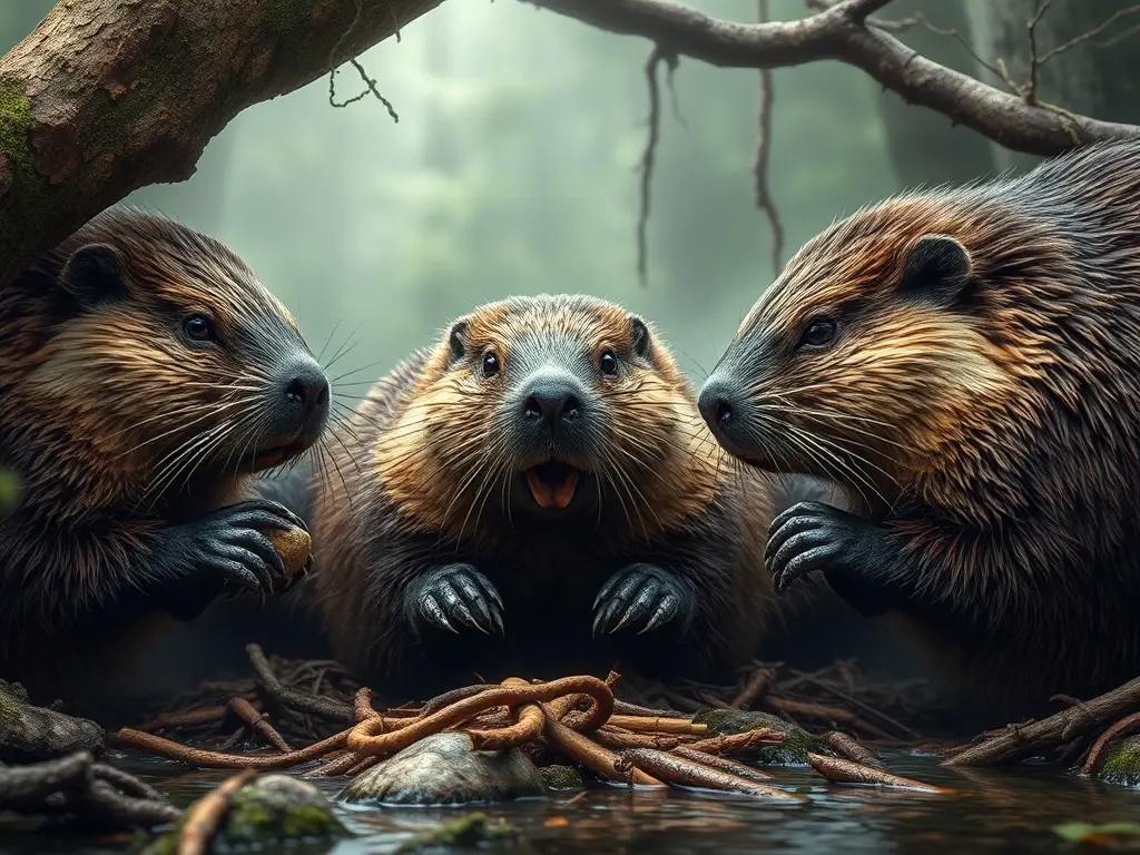 Arte con ilustraciones realistas que muestren las dietas y sus características en cuatro variedades de Beaver