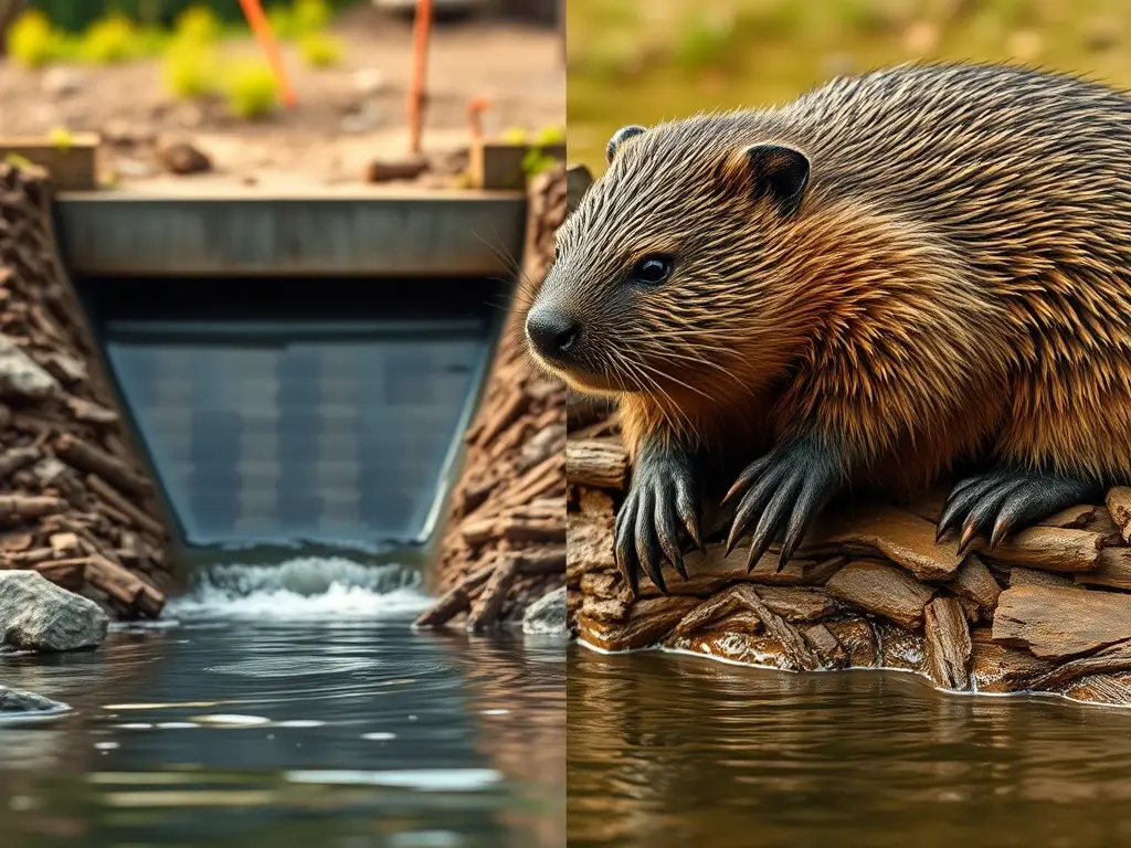 Un retrato realista de comparación de embalses, uno construido e uno natural